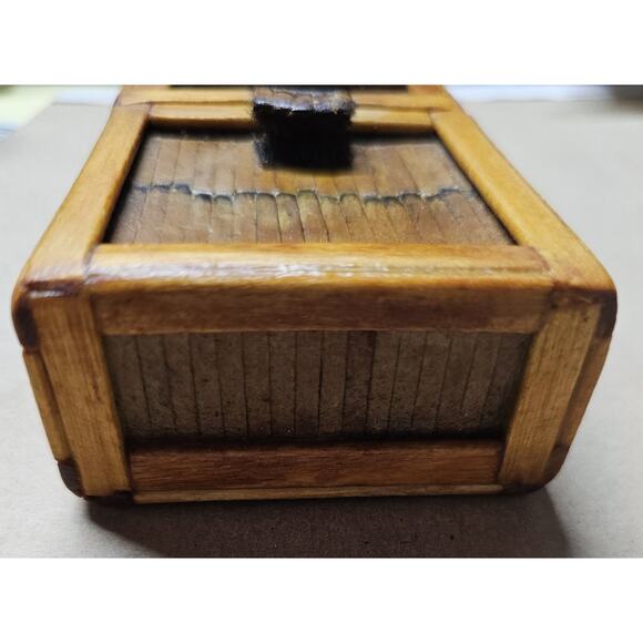 Trench Art Cigarette Box Cover Made With Paper Matches Prison Or Tramp Art 1940s - Picture 7 of 8